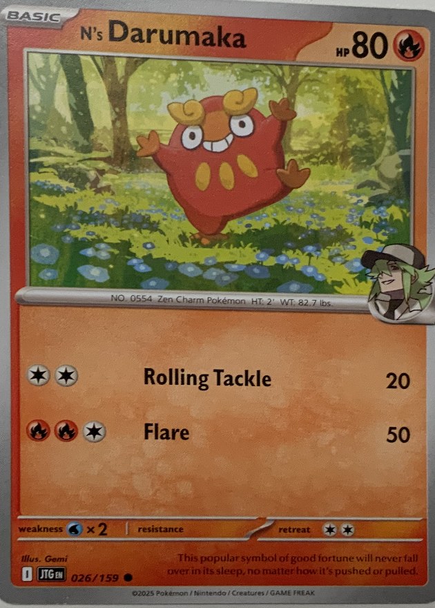 N's Darumaka Pokémon card