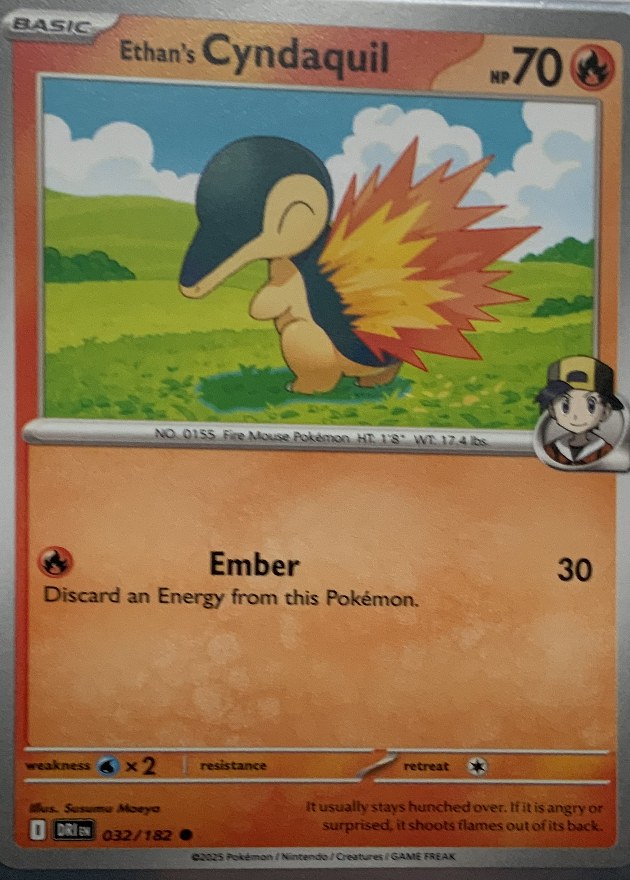 Ethan's Cyndaquil Pokémon card