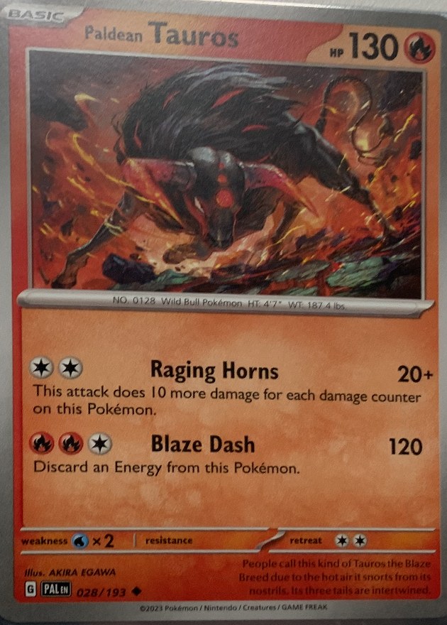 Paldean Tauros Pokémon card